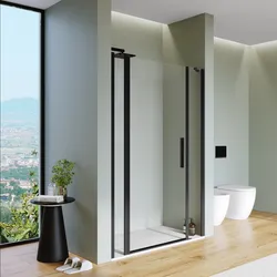 Box doccia nicchia 145 cm 25 giunto + 85 battente + 35 fisso con profilo nero 195h - Nilo