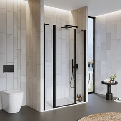 Box doccia nicchia 145 cm 35 giunto + 65 battente + 45 fisso con profilo nero 190h - Nilo