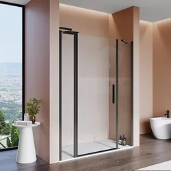 Box doccia nicchia 150 cm 30 giunto + 85 battente + 35 fisso con profilo nero 190h - Nilo