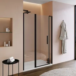 Box doccia nicchia 155 cm 55 giunto + 75 battente + 25 fisso con profilo nero 190h - Nilo