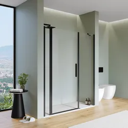 Box docccia nicchia 165 cm 25 giunto + 80 battente + 60 fisso con profilo nero 195h - Nilo