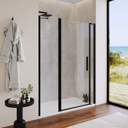 Box docccia nicchia 170 cm 50 giunto + 95 battente + 25 fisso con profilo nero 195h - Nilo