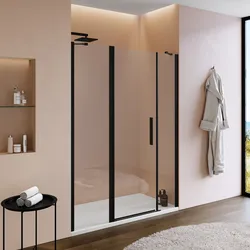 Box docccia nicchia 170 cm 50 giunto + 75 battente + 45 fisso con profilo nero 190h - Nilo