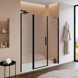 Box doccia nicchia 175 cm 50 giunto + 60 battente + 65 fisso con profilo nero 190h - Nilo