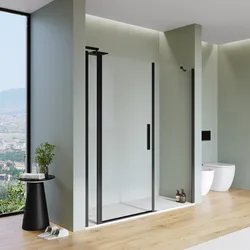 Box doccia nicchia 190 cm 20 giunto + 80 battente + 90 fisso con profilo nero 195h - Nilo