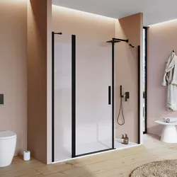 Box doccia nicchia 190 cm 40 giunto + 80 battente + 70 fisso con profilo nero 195h - Nilo