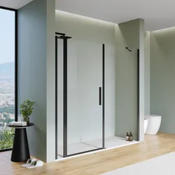 Box doccia nicchia 200 cm 20 giunto + 80 battente + 100 fisso con profilo nero 195h - Nilo
