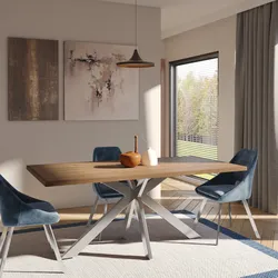 Tavolo 180x90 cm piano in rovere chiaro e gambe in acciaio cromo - Urraco