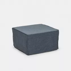 Pouf letto singolo pieghevole 70x70 cm in tessuto blu con materasso - Gliss