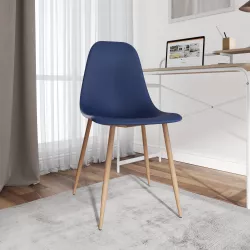 Sedia in polipropilene blu notte con gambe in legno - Kaily