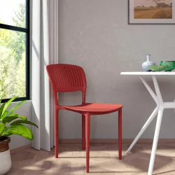 Sedia impilabile in polipropilene rosso - Yessir