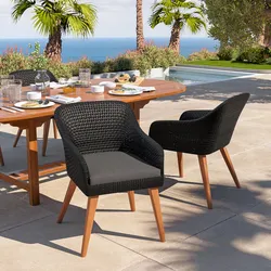 Set 2 poltrone da giardino in polyrattan nero con cuscini neri - Habanero