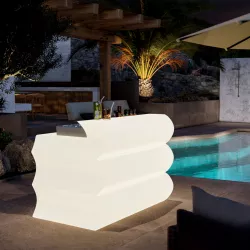 Bancone per lounge bar 145 cm con luci LED RGB multicolor e telecomando bianco trasparente