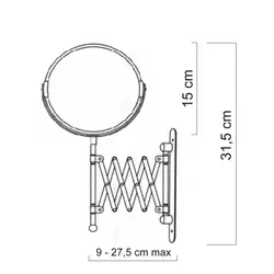 Specchio da trucco a muro estensibile in acciaio cromato