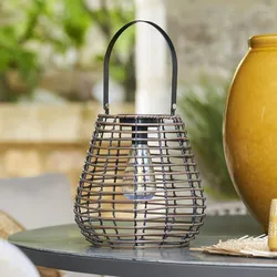 Lampada solare da appoggio in polyrattan marrone - Viktor