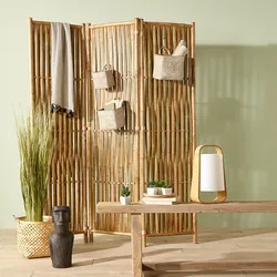 Paravento 170 h cm in legno di bambù naturale