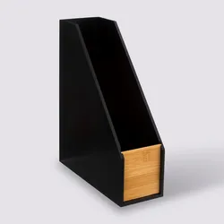 Portariviste da scrivania 30h cm in legno nero e naturale - Smartlab