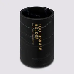 Portaspazzolini d'appoggio effetto marmo nero - Lynda