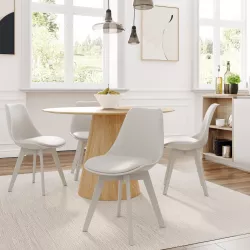 Set Tavolo Da Pranzo Moderno Con 4 Sedie - Vetro Nero E Similpelle, 120x70 Cm - Foto 4