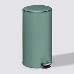 Pattumiera 30 litri rotonda in metallo verde con coperchio e pedale - Thalor
