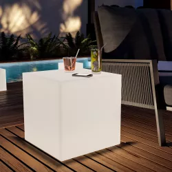Cubo multiuso 45 cm bianco trasparente con luce LED RGB dimmerabile e telecomando - Kubbot