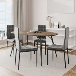 Set 4 sedie in velluto grigio con gambe in metallo nero - Sworty