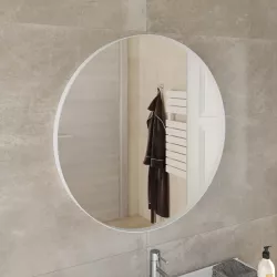 Specchio da bagno tondo Ø 80 cm con cornice bianca - Chablis