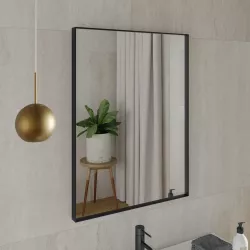 Specchio da bagno 80x60 cm con cornice nera - Decorito