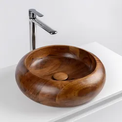 Lavabo d'appoggio in legno di suar 40 x 12 cm - Sinker