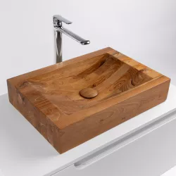 Lavabo d'appoggio 50 x 35 x 10 cm in teak - Veren