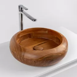 Lavabo d'appoggio in teak 40 x 12 cm - Sinker