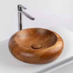 Lavabo d'appoggio in teak 40 x 10 cm - Sinker