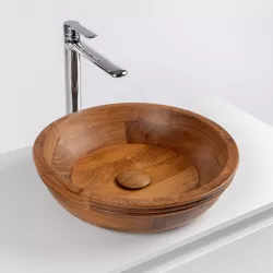 Lavabo d'appoggio in teak 40 x 10 cm - Valtur