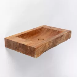 Top lavabo d'appoggio 70x40 cm in teak - Adant