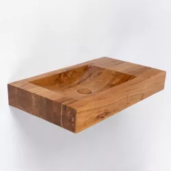 Top lavabo d'appoggio 70x40 cm in teak - Leroy