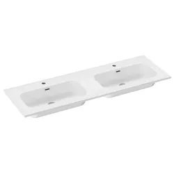 Lavabo da incasso doppia vasca 140x46 cm bianco opaco - Adamo