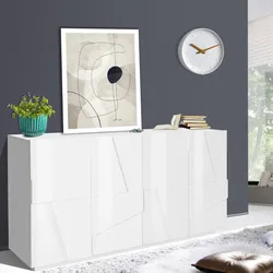 Madia 162,5x86h cm con 4 ante in legno bianco lucido - Sharps