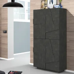 Scarpiera 81x168h cm con 4 ante in legno color grigio ardesia - Sharps