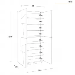 Scarpiera 81x86h cm con 2 ante in legno bianco lucido - Sharps