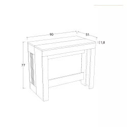 Tavolo consolle allungabile 46-291x90x78h cm in legno bianco