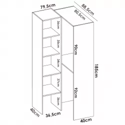 Armadio angolare 80x185 h cm in legno bianco con vani a giorno - Bernac