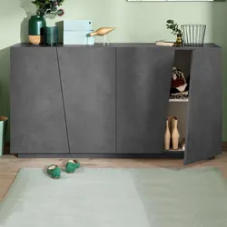 Madia 160x86h cm con 4 ante in legno grigio ardesia - Meg
