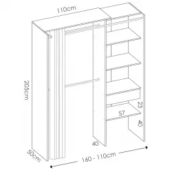 Armadio regolabile 160-110x187 h cm in legno naturale - Bernac