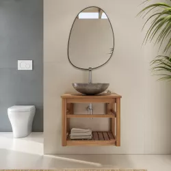 Mobile bagno sospeso 70 cm teak naturale - Malvina