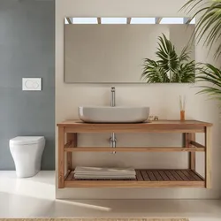 Mobile bagno sospeso 120 cm teak naturale - Malvina