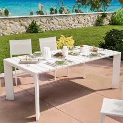 Tavolo da pranzo 200x100 cm in alluminio bianco - Carioca