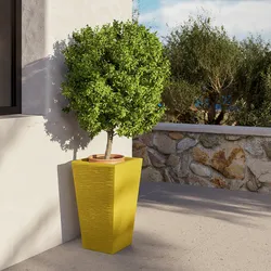 Portavaso da esterno rustico 53 h cm in polietilene giallo - Allicy