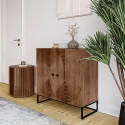 Mobile contenitore 85x85h cm con 2 ante in legno di mango cannettato - Alisha