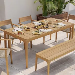 Tavolo da pranzo 180x75 cm in alluminio effetto legno - Varadero