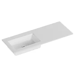 Lavabo da incasso monoforo 120x46 cm con vasca sx bianco effetto pietra - Cabrio